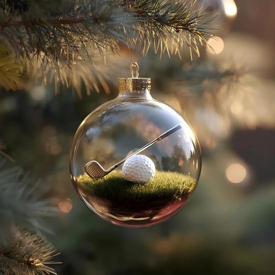 Yousheng Funny 3D Sports Ball Christmas Tree Ornaments Micro Scene Sports Holiday Ornament Clear Ball Hanging Decoration Keepsake Gift for Athletes