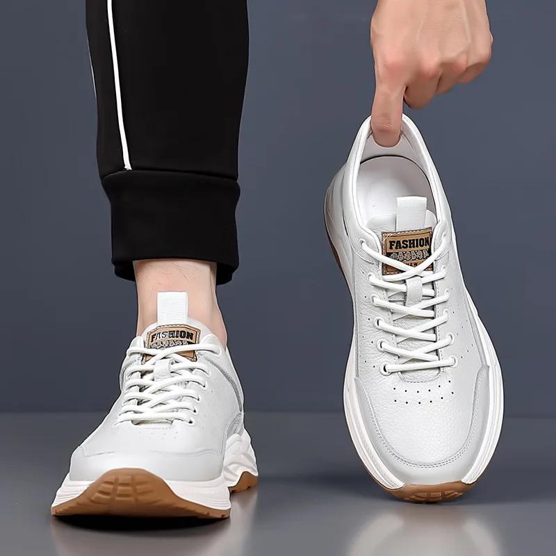 Новые туфли для мужчин Повседневная обувь из натуральной кожи Модная спортивная обувь Уличная мода Кроссовки из коровьей кожи