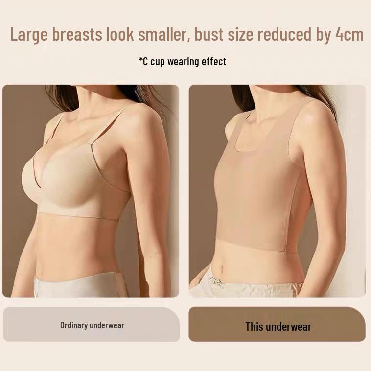 Invisible Ultra-Thin Summer Foundation Tank Top Binder Bra for Women with Big Chest Support