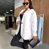 Women Winter Woolen Coat Oversized Thick Casual Long Sleeves Solid Color Top Autumn Loose Single Breasted Lapel Collar Jacket