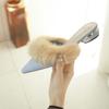 Fur Slippers Mules Pointed Toe Elegant High Heels Shoes Women's Autumn New Furry Slides Flip Flops Office Work Ytmtloy Indoor