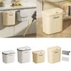 8.5/12L Wall Mounted Kitchen Trash Can Large Capacity Kitchen Garbage Cans with Lid Hanging Trash Bin for Bathroom Decor