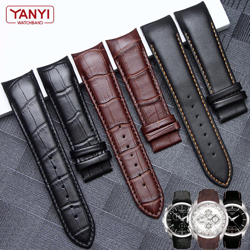 Ремешок для часов из натуральной кожи 22 мм, 23 мм, 24 мм для Tissot T035.407A T035.617A 627A, ремешок для часов, браслеты с пряжкой-бабочкой