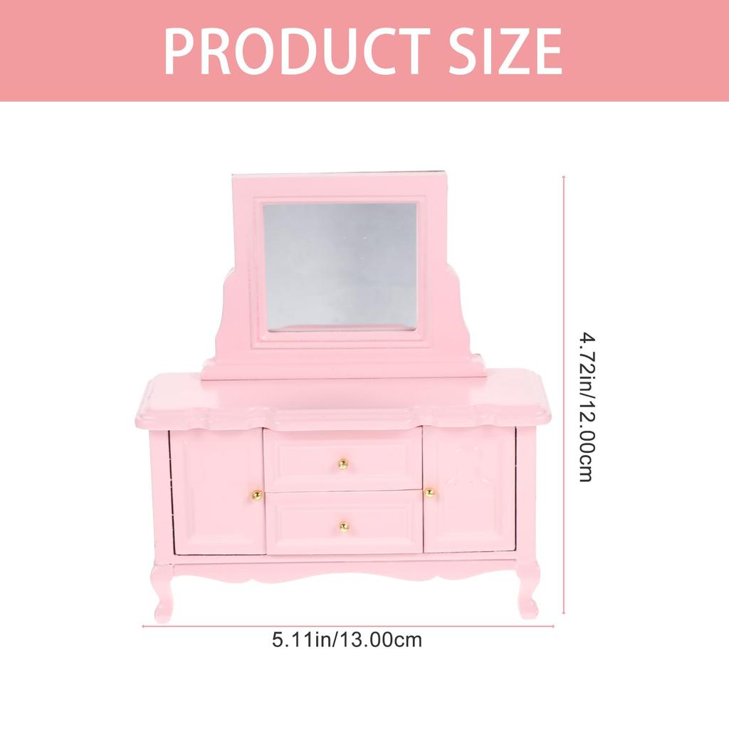 Кукольный домик STOBOK Миниатюрная мебель Мини-туалетный столик с зеркалом Игрушка Игра понарошку Изысканный дизайн Коллекция мебели Дисплей Миниатюрная модель