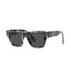 Burberry Simple Fashion Trend Versatile Plate Frame Square Sunglasses Men's Black/White