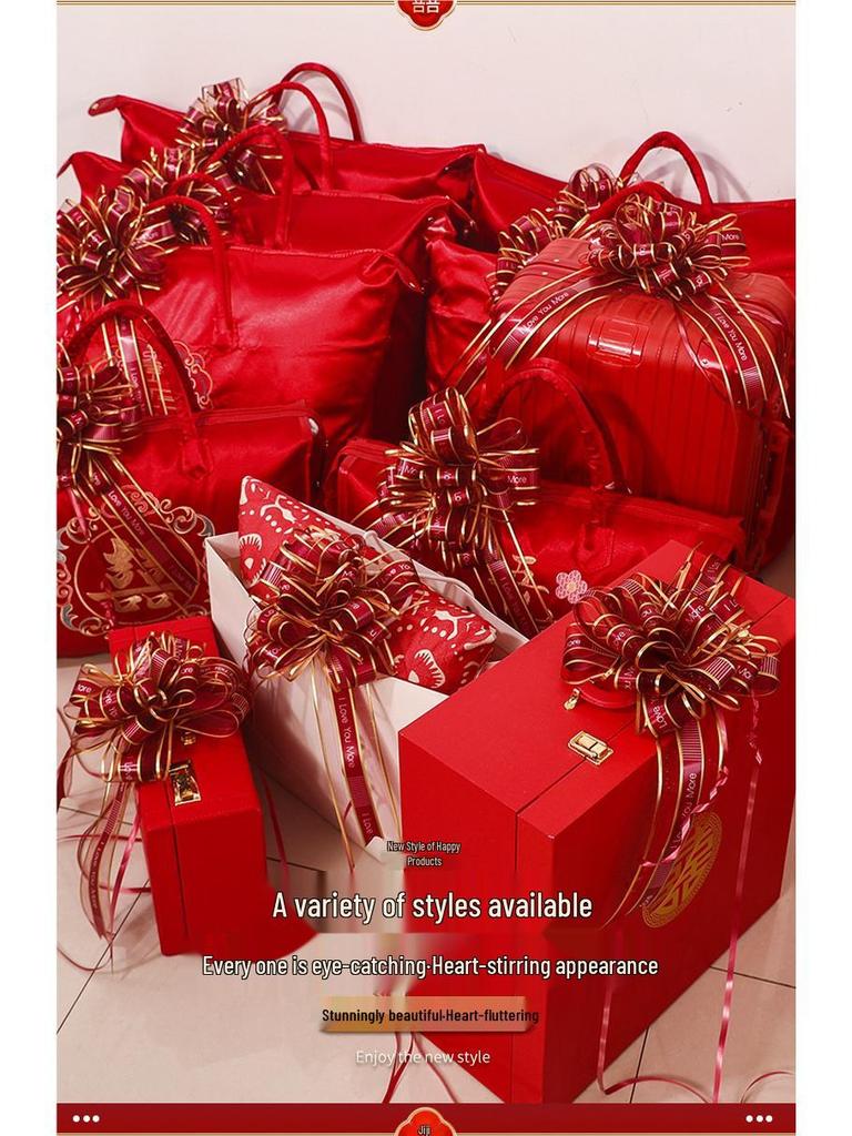 Large Red Ribbon Double Happiness Wedding Car Bows for Decoration and Door Handles