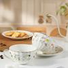 Кофейные чашки из костяного фарфора 180 мл, легкая роскошь, изысканная чайная чашка, цветочная керамика, домашний офис, чайный сервиз, 1 набор