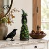 Autumn Home Decor Witch Figurine Statue, Resin Halloween Fall Tabletop Decor, Seasonal Mantle Display Shelf Ornament for Mantel Fireplace Desk Tiered
