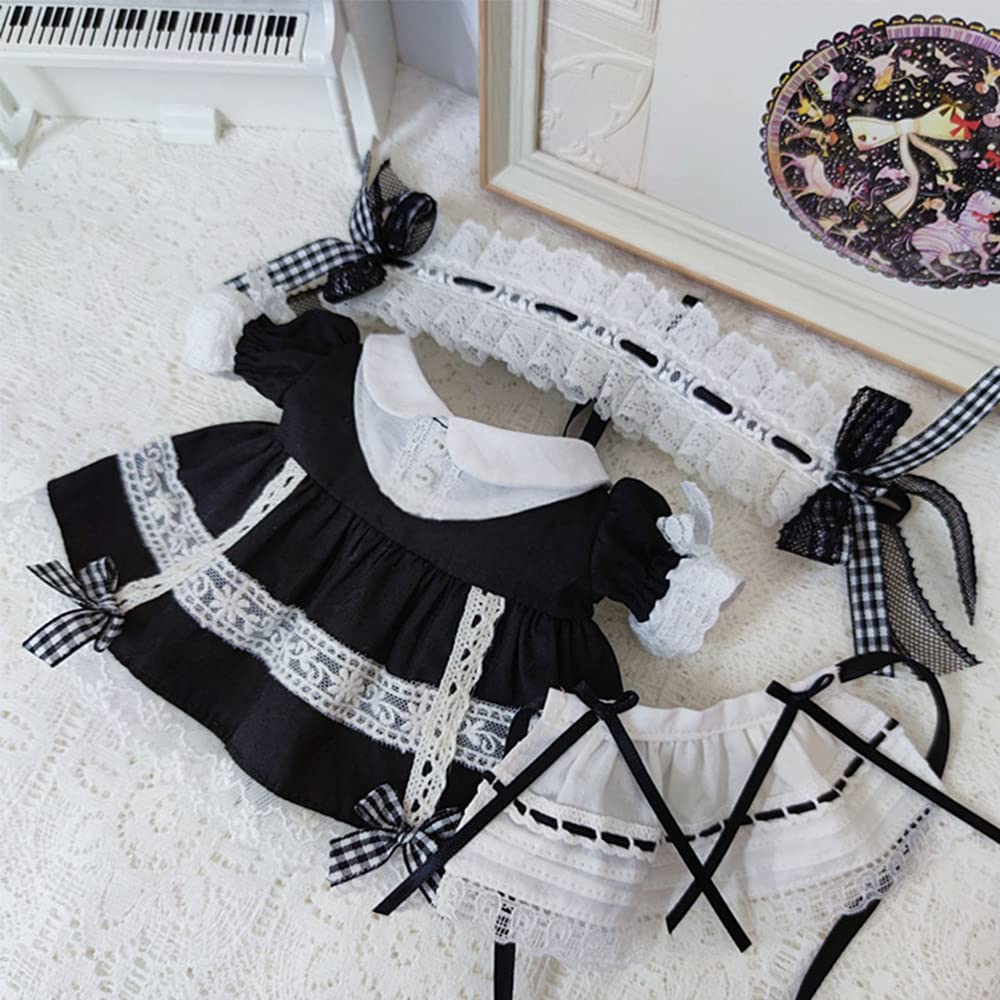 Niannyyhouse 20 см Одежда для куклы Наряд горничной Повязка на голову Платье Фартук Комплект Кружевное платье Одежда для куклы Одежда для куклы-младенца Одежда для мягкой игрушки Наряжаться Одежда для хлопковой куклы + +