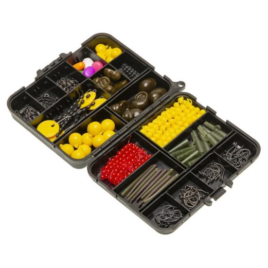 Набор рыболовных аксессуаров для карпа 143/145 шт. с двухсторонней коробкой Рыболовный крючок Оснастка Рукав Поплавок Вертлюг Игла Мужская рыболовная снасть для ловли карпа