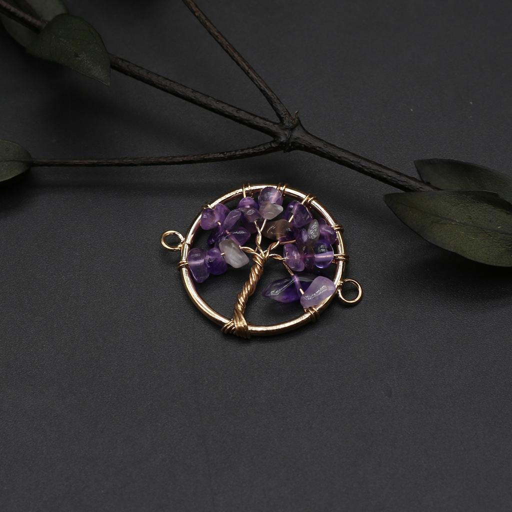 2 шт. намоточный разъем из натурального камня флюорит/аметист круглый гравийный разъем для изготовления ювелирных изделий DIY ожерелье браслет аксессуар