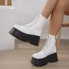 Fashion Printed Gothic Chunky Platform Motorcycle Boots New Autumn Winter Shoes Punk Thick Bottom Fashion Lace Up Ankle Boots Large Size