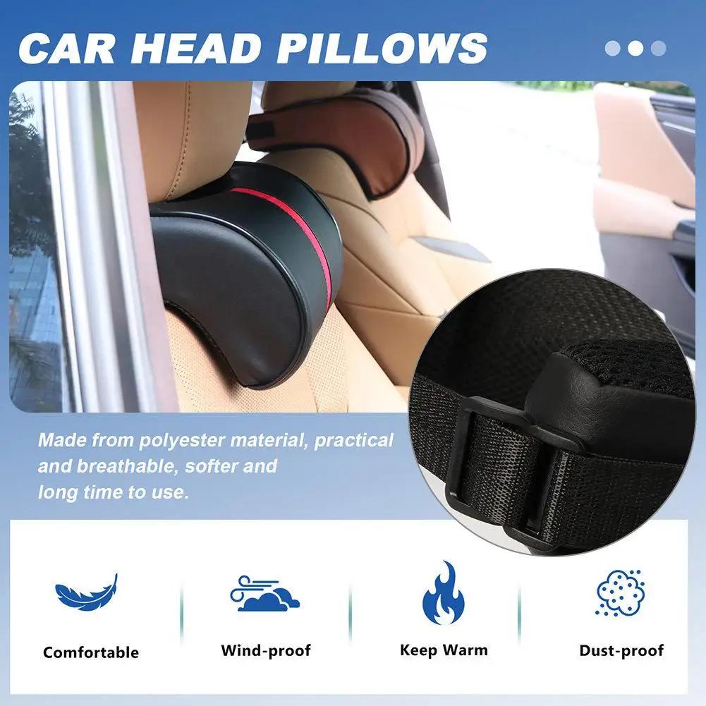 Leather Memory Foam Car Neck Pillow, Ergonomic Headrest Massage Cushion for Seat, Travel Head Support Car Accessories