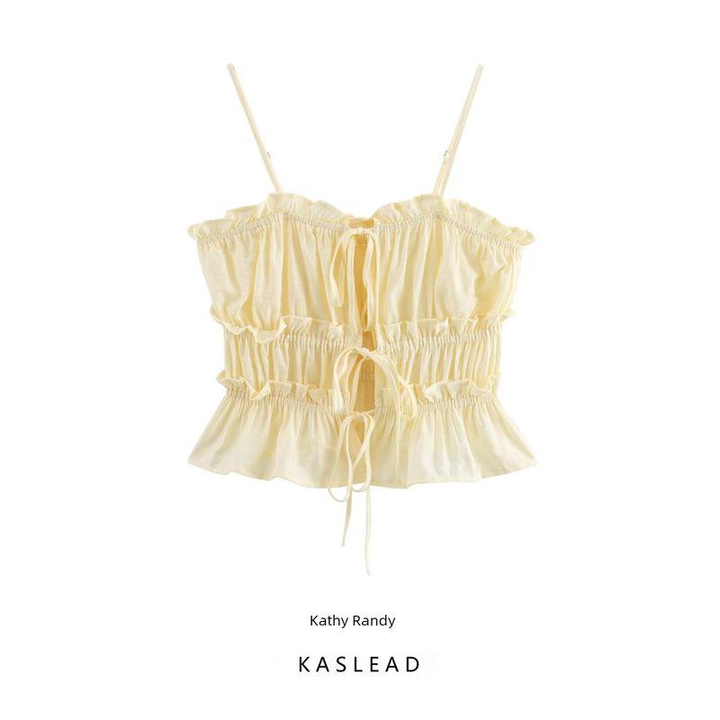 Kaslead New Arrival Women's Clothing Fashion Style Fashion Casual All-Match and Fresh Minimalist Tied Spaghetti-Strap Tops