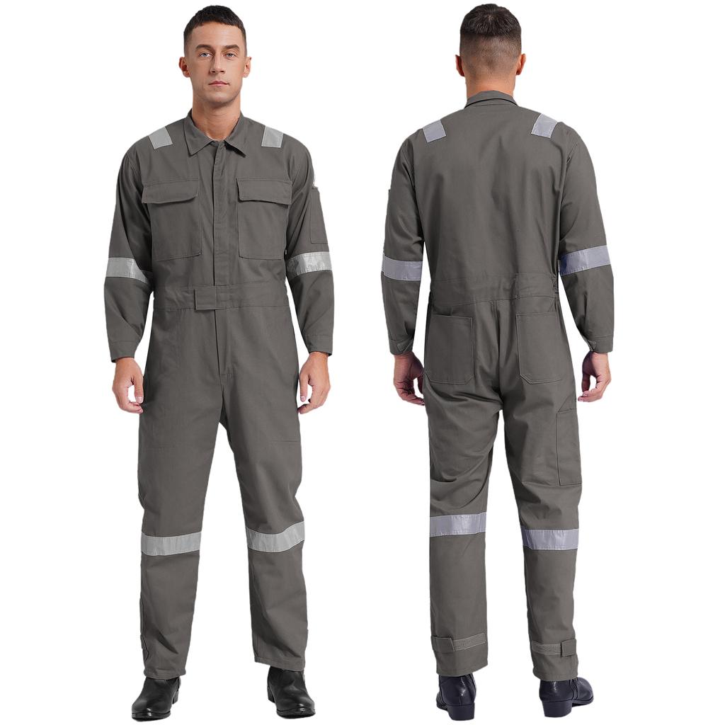 Mens Unisex Cotton Work Overalls One-piece Jumpsuit Dustproof Workshop Uniforms Dungarees Multi-pocket Coveralls Work Wear