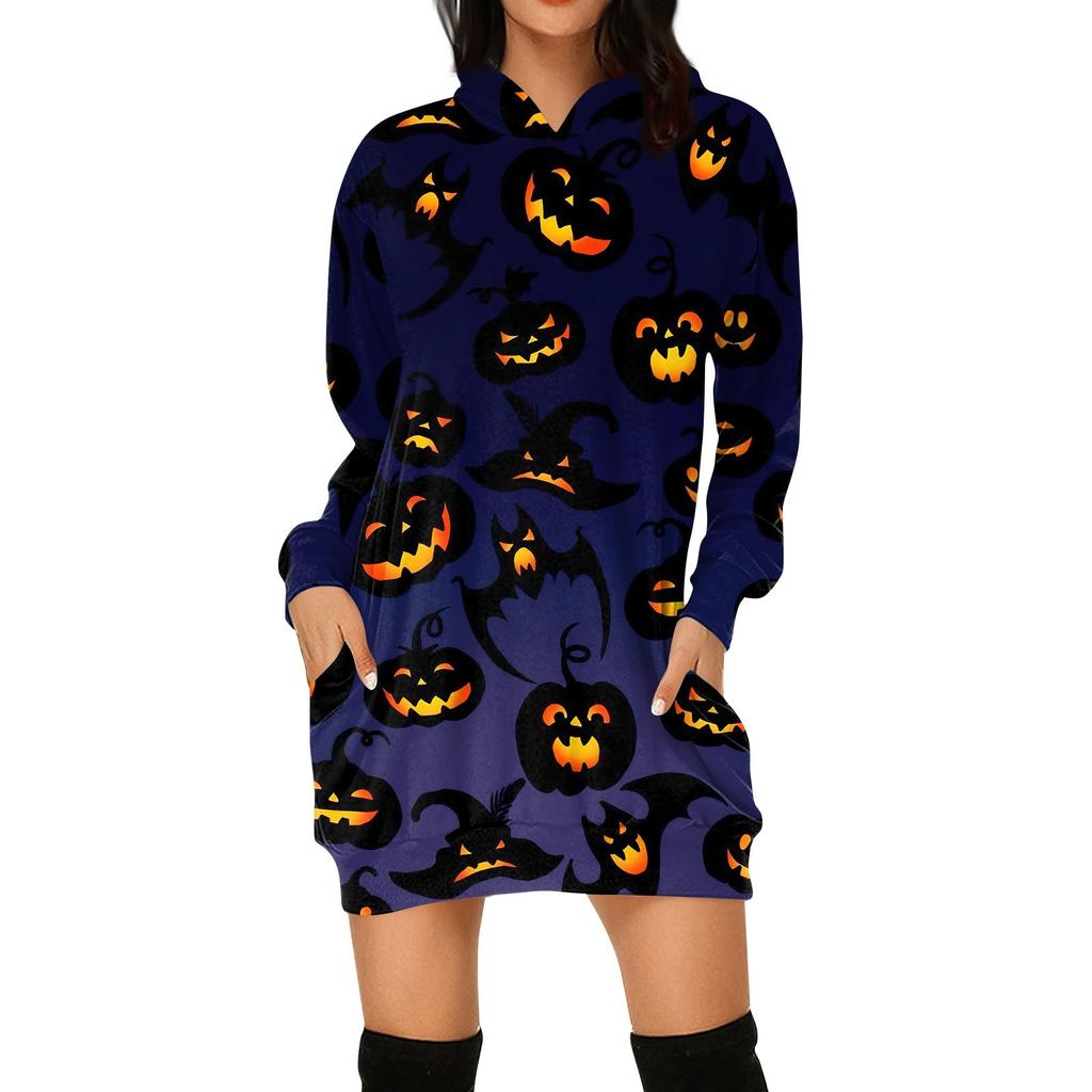 Women's Fashion Loose Casual Pocket Long Sleeve Hoodie Printed Sweatshirt Top