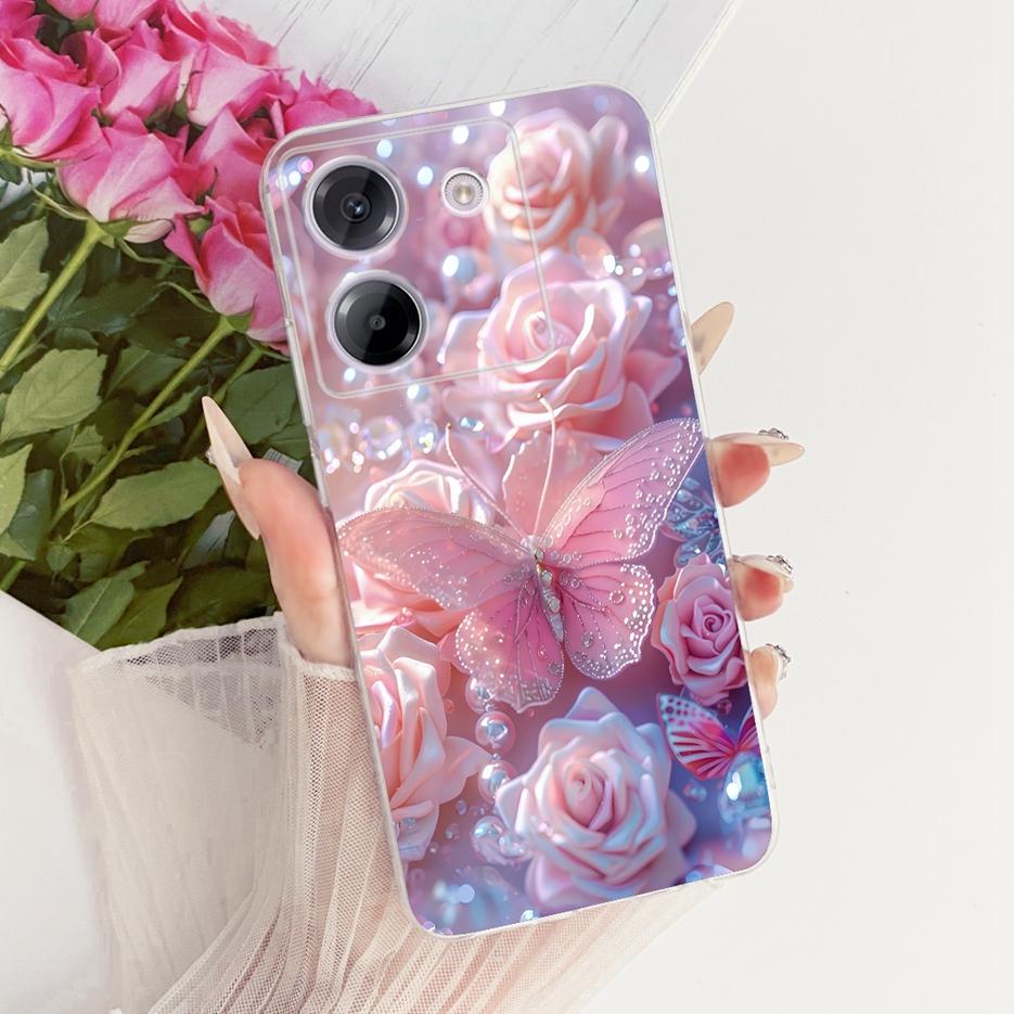For Xiaomi Poco M7 Pro 5G Case Luxury Butterfly Tree Painted Cover Soft Silicone Phone Csae For Xiaomi Poco M7 Pro M7Pro 5G Bags