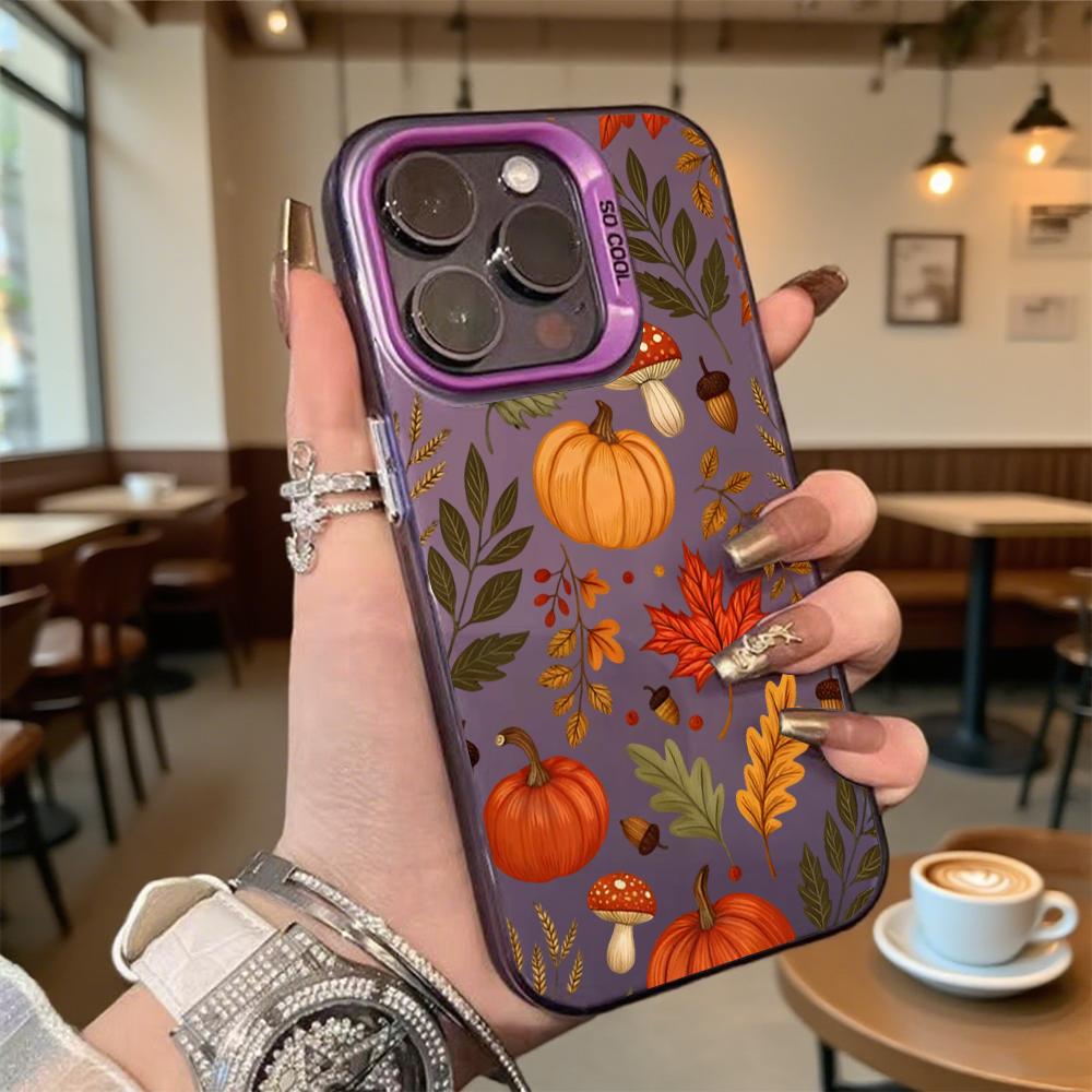 Осенний узор Тыквы Листья Жесткий Чехол для Телефона для Iphone 16 15 14 13 12 11Pro Max Mini Ударопрочный Защитный Чехол с Защитой от Царапин