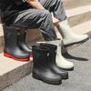 New Thick-soled Medium Tube Rain Shoes Men's Non-slip Waterproof Shoes Fashionable Outdoor Water Boots Warm Rain Boots Rubber Shoes Men
