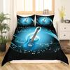 Premium Guitar Duvet Cover Kingqueen Size Rock Music Bedding For Kids Teens Vintage Guitar On Wooden Floor Polyester Quilt Cover Grey