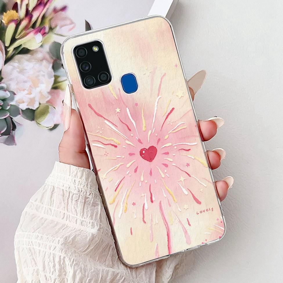 Для Samsung A21s Чехол Прозрачный Модный Роскошный Милый Расписная Задняя Крышка Для Samsung Galaxy A21s Чехол для Телефона A217F A217M A217N