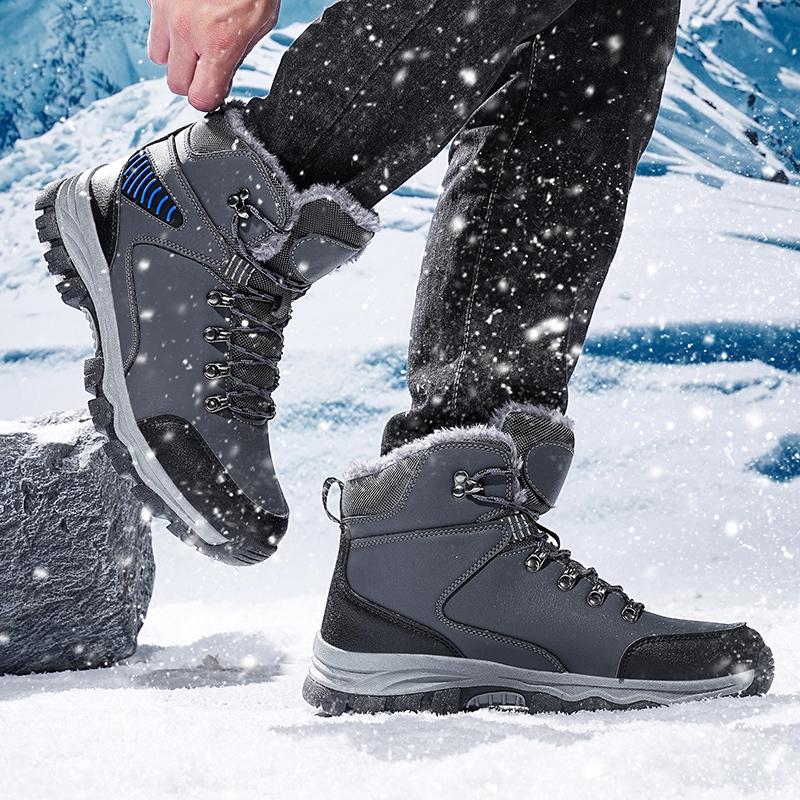 Men Winter Snow Boots Fashion Waterproof Sneakers Super Warm Brand Boots Outdoor Male Plush Hiking Boots Work Shoes Size 39-48