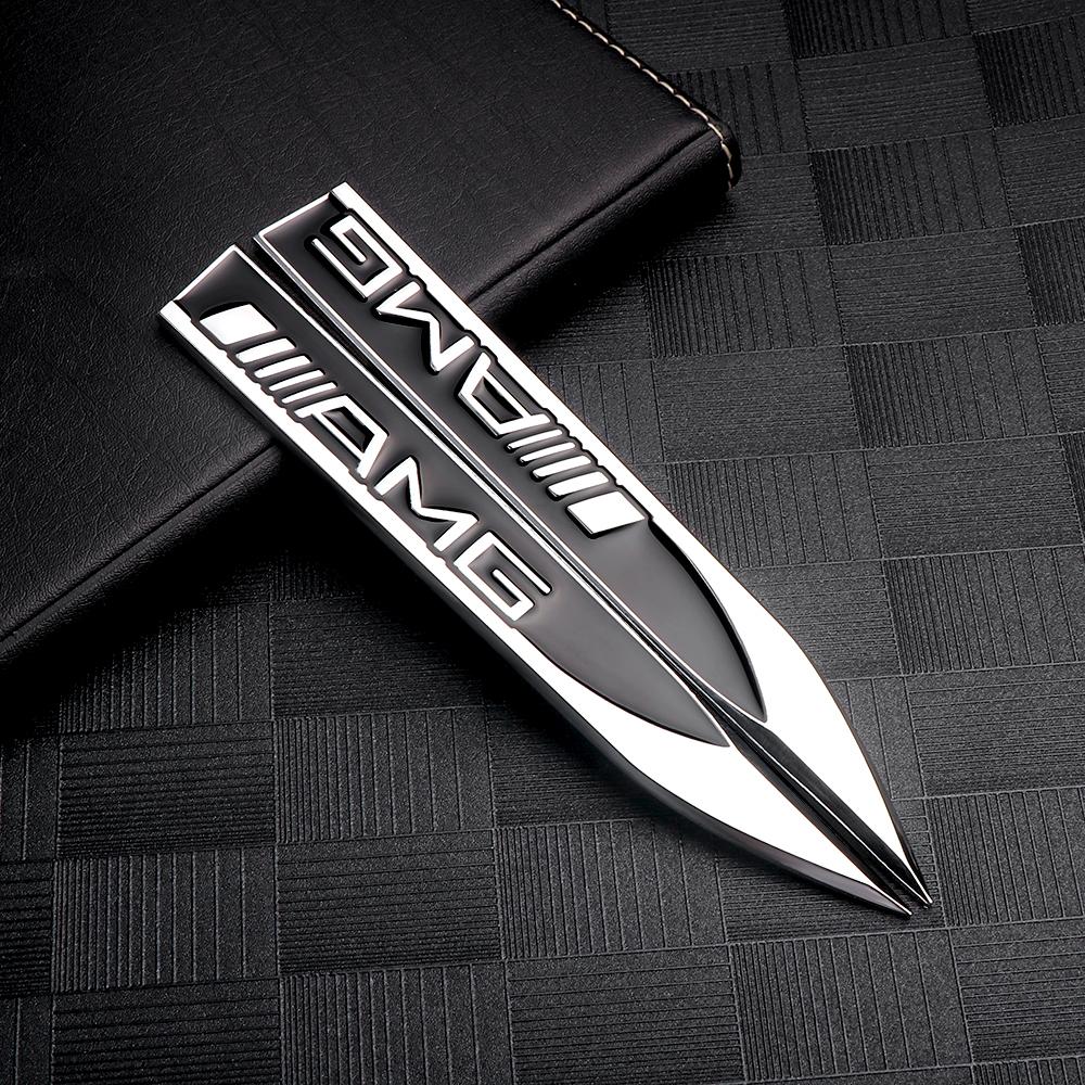 3D Metal Car Fender Side Sticker Auto Left Right Wing Decoration for Mercedes Benz AMG W213 W214 W210 GLK GLS W203 W204 W211 ee05