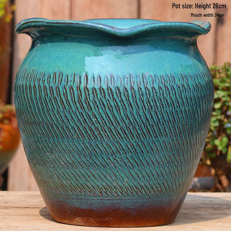 Large Retro Handmade Ceramic Flower Pot for Bougainvillea and Bird of Paradise