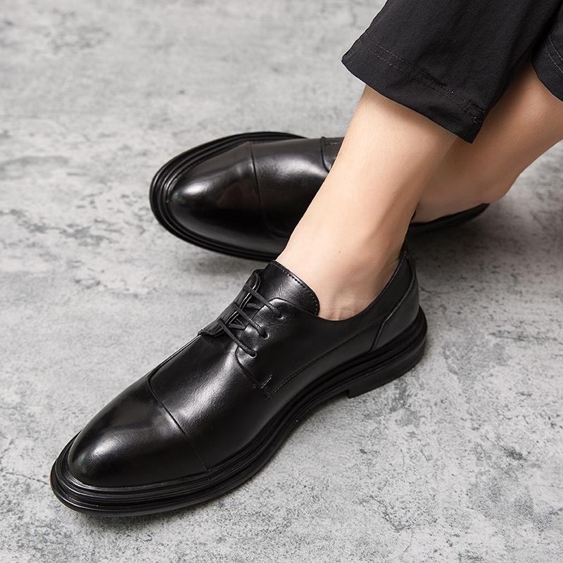 Мужские формальные туфли в европейском стиле, кожаные дышащие туфли с острым носком, мужские оксфорды, размеры 37-45