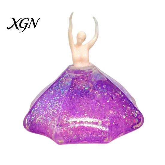 Ballet Dancer Desk Ornament Stress Relief Toy, Dancing Girl Squeeze Toy with Glitter Decor Dress, Sensory Fidget for Decoration Soft