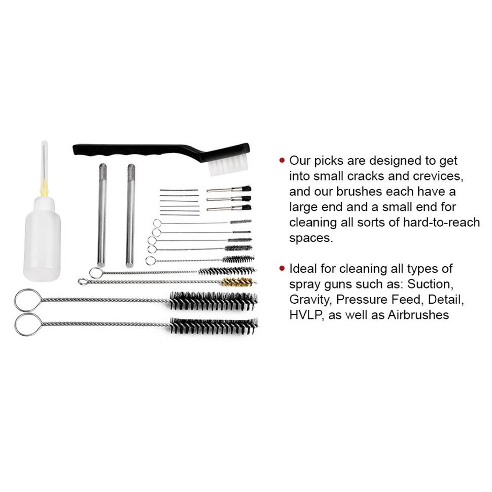 Профессиональный набор для чистки краскопультов из 23 предметов с футляром для краскораспылителей HVLP, + 5 сменных фильтров (601С) Пневматические инструменты и аэрографы