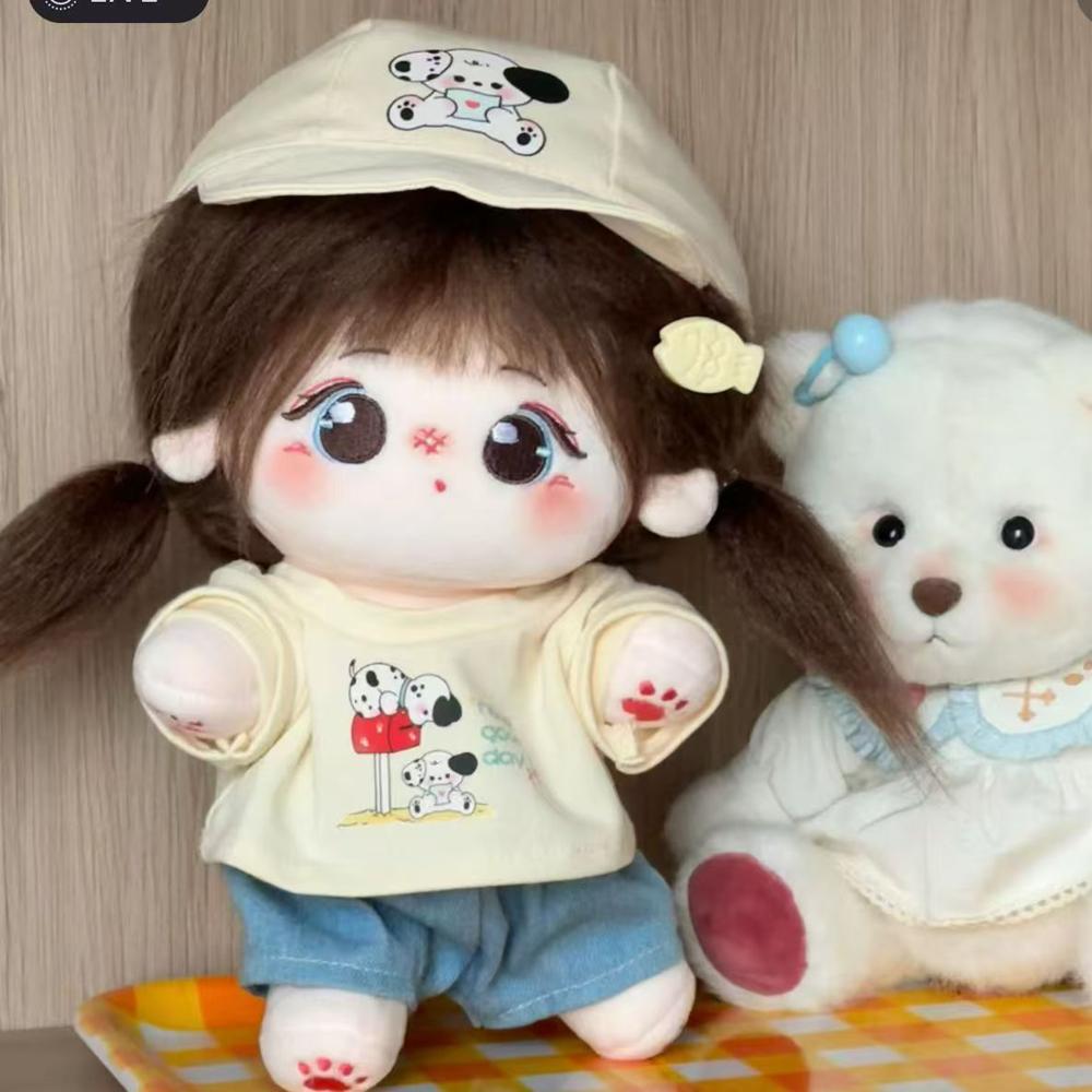 1 set T-shirt 20cm Cotton Doll Clothes Cartoon Dog Plush Doll Clothes  Doll Accessories
