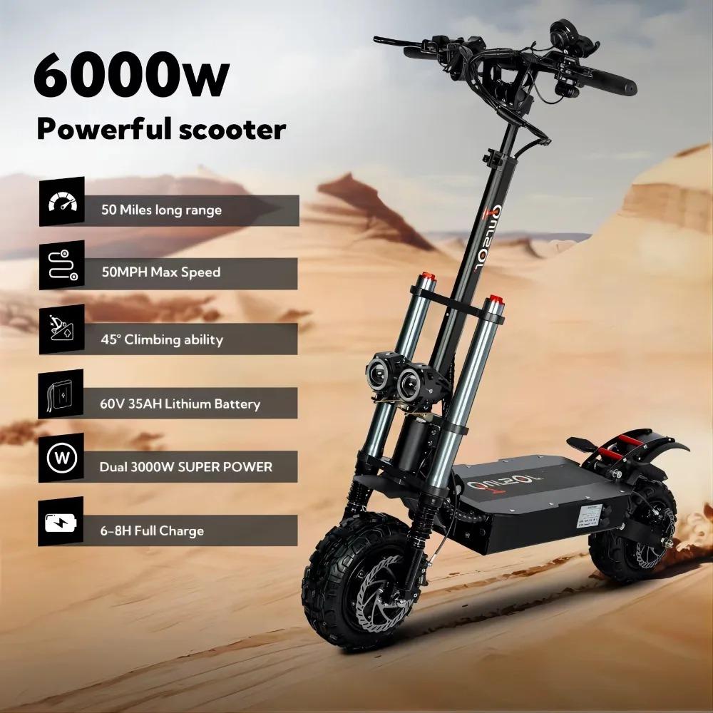 TOURSOR E5B Adult Electric Scooter 6000W Dual Motor 60V 40AH Off-road Tires Electric Scooter for City and Off-road Adventures