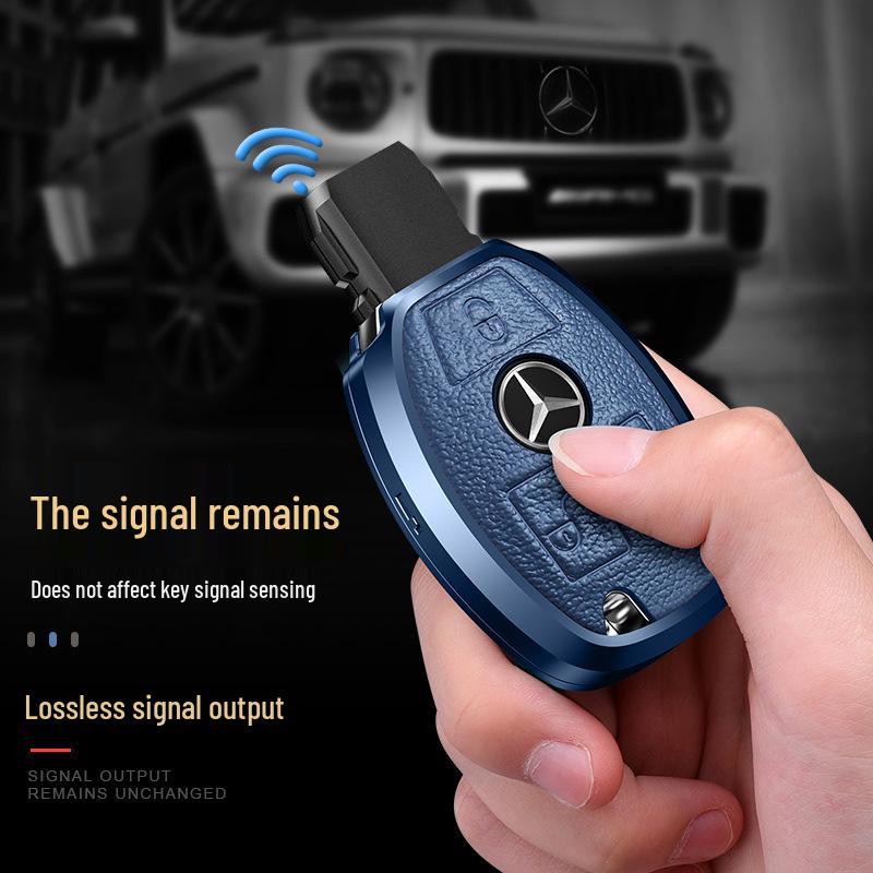 Металлический чехол для ключей из натуральной кожи для Mercedes-Benz C-Class, E-Class, GLC300L, 260L, E300L, E200