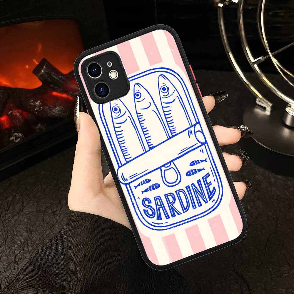 Чехол для телефона 'Сардины' матовый прозрачный для IPhone Case 16 15 14 13 12 11 Pro Max X XS Max Plus