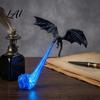 Collectible Fantasy Figures Dragon Bookshelf Nook Light 3D Printed Fire-Breathing Shelf Decor with Flame Gothic Home Base Flying Figurine Halloween