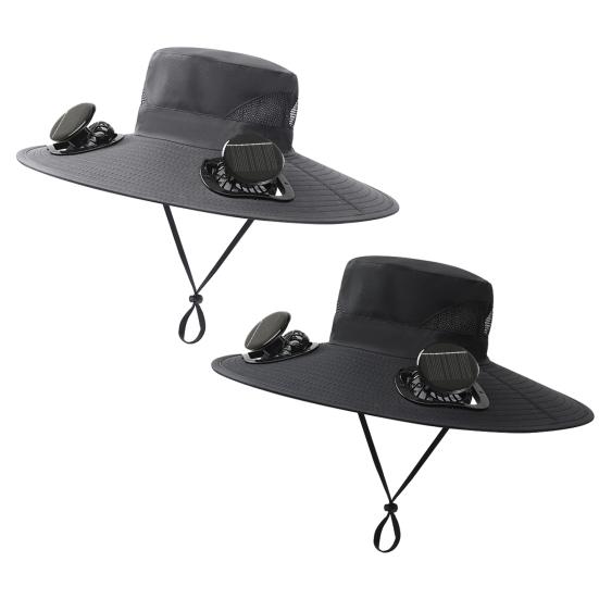 Мужская шляпа от солнца, широкополая шляпа для активного отдыха с вентилятором двойного действия, охлаждающая технология, походная шляпа для велоспорта, рыбалки