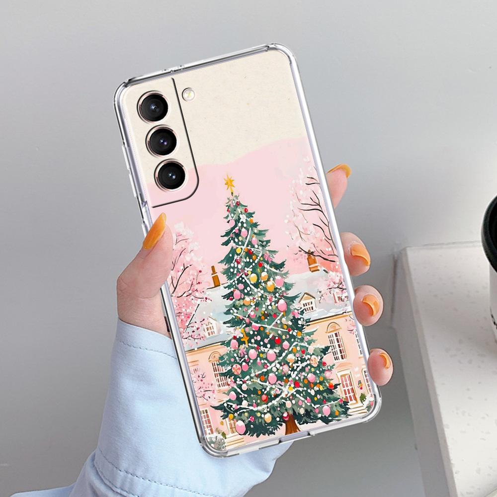 Чехол для телефона Samsung Galaxy S26 S25 S24 S23 S22 Ultra S20 S21 FE 5G Plus Мягкий прозрачный чехол Мультяшный рождественский стиль