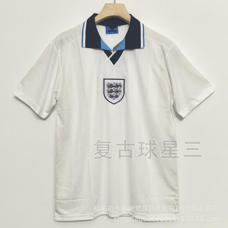 1996 England Retro Soccer Jersey Short Sleeve Training Uniforms Men Women