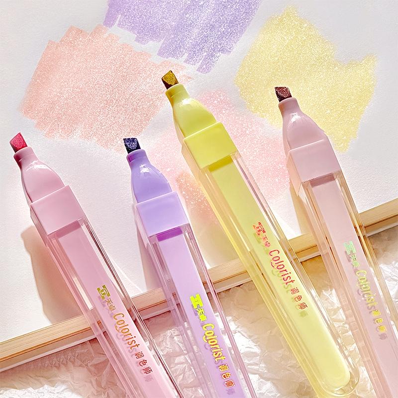 3pcs Glitter Color Highlighter Pens Set Bling Shiny Brush Tip Art Liner for Drawing Painting School A7660