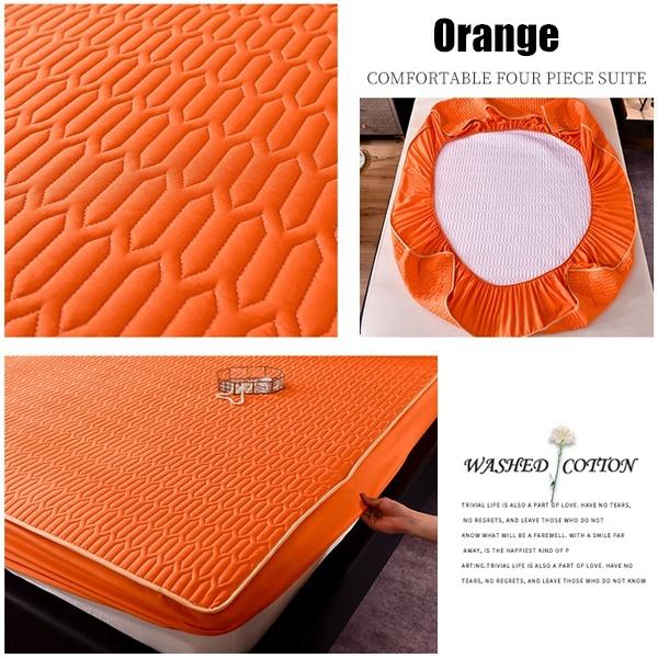 Bed Sheet Mattress Pad Protector Cover Breathable Noiseless Quilting Process Thicken Solid Color Modern Style No Pillowcase