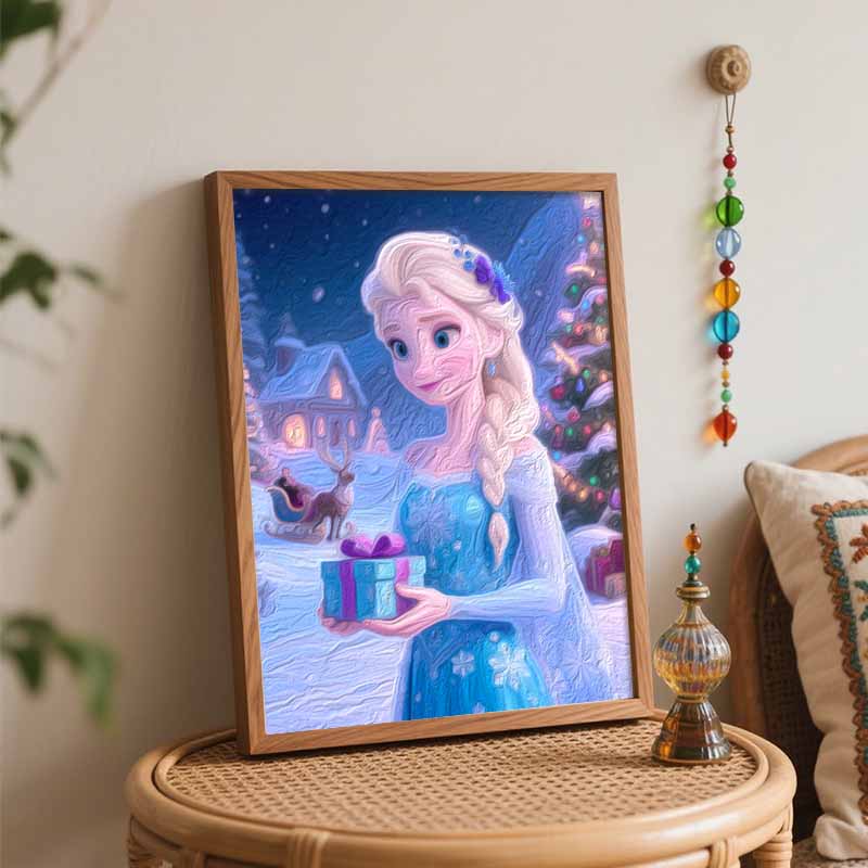Disney ice queen winter scene oil painting hand painting art kit coloring painting handmade diy home decoration gift