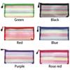 Purse Makeup Stationery Rainbow Color Nylon Grid Cosmetic Storage Mesh Pen Bag Zipper Pencil Case