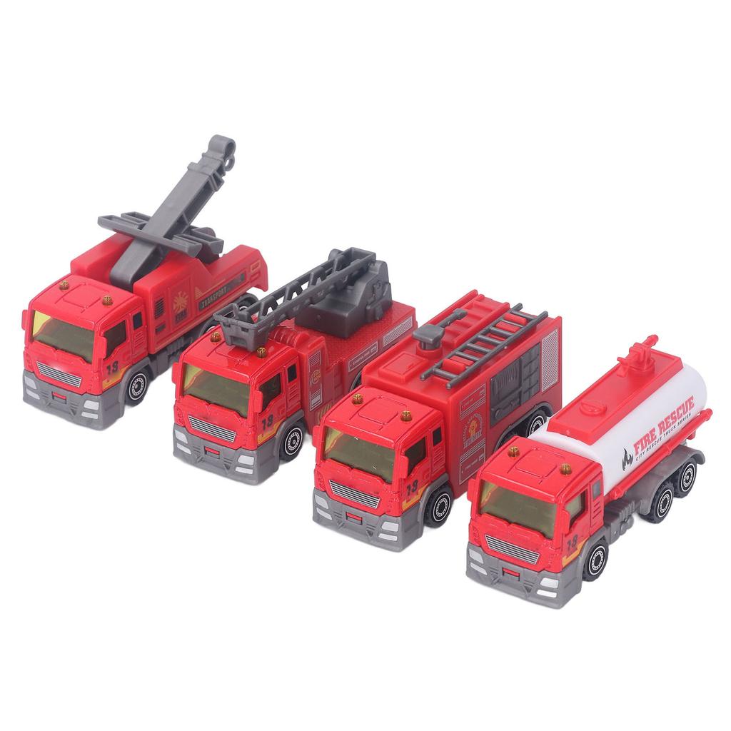 4Pcs 1: 32 Fire Truck Toy Set High Simulation Pull Back Car Toy Educational Truck Model Children