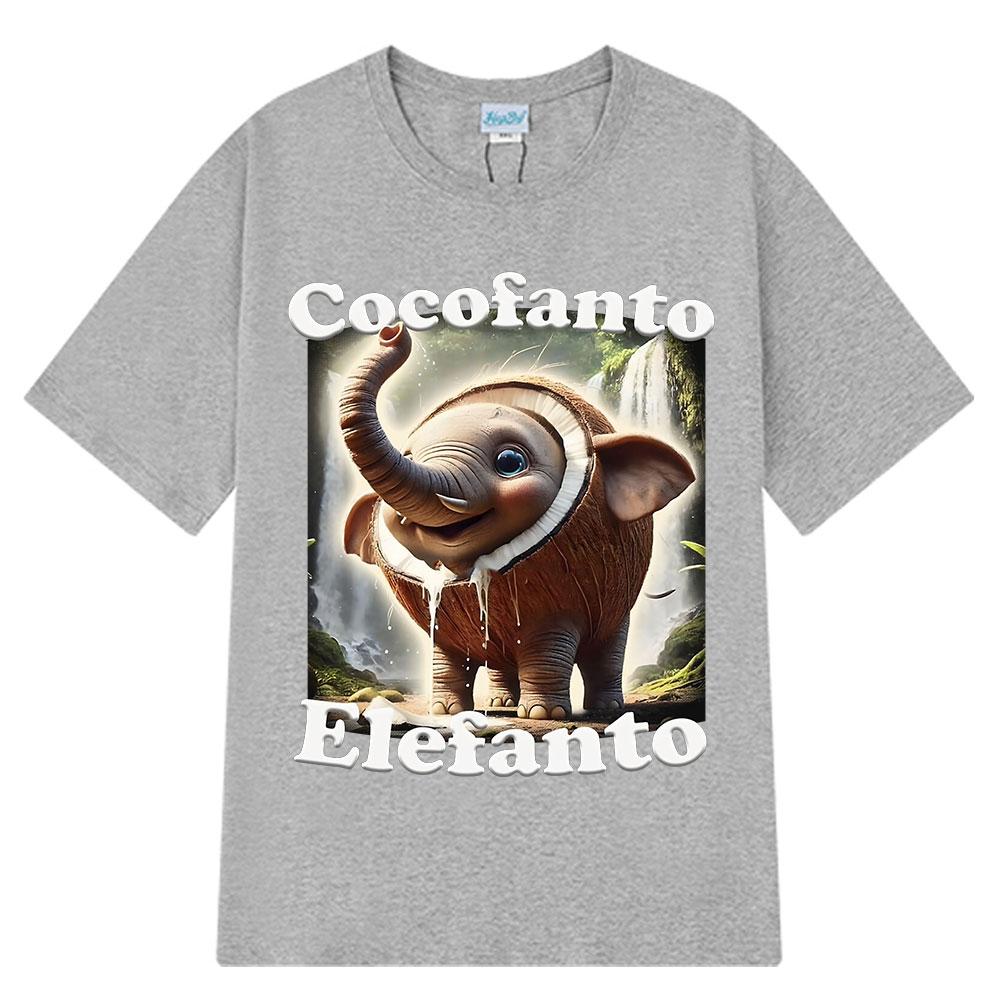 Cocofanto Elefanto Funny Italian Brainrot Meme Graphic T-shirt Unisex Women Summer Cotton Comfort Loose Short Sleeve T-shirts Tops
