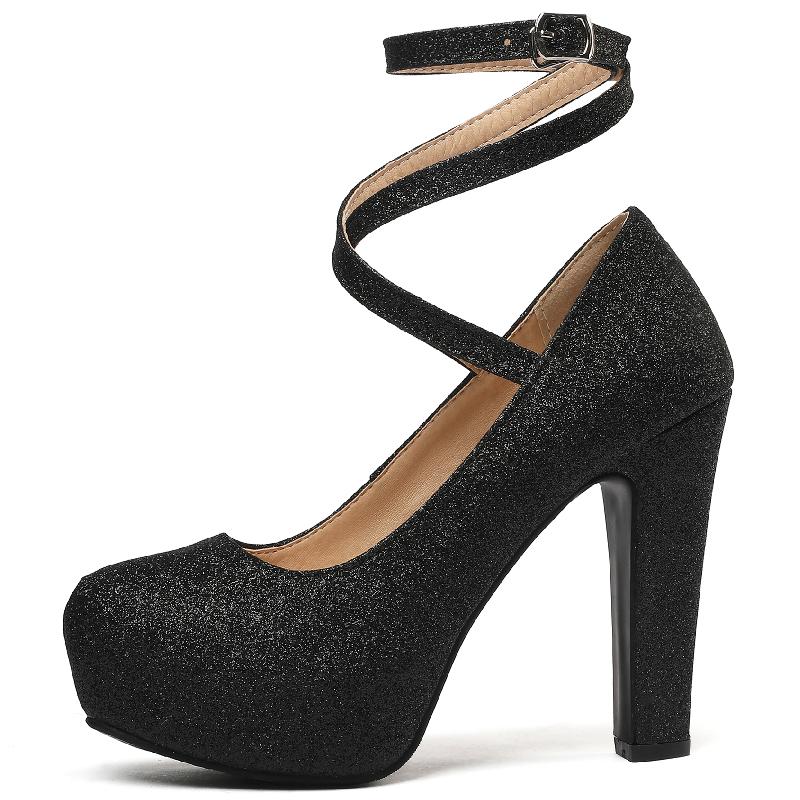 Модные туфли на платформе с высоким каблуком, женские туфли-лодочки, весенние туфли с ремешками на щиколотке, золотисто-серебряные туфли на каблуке для свадьбы, офиса, вечеринки, женские, большого размера 45 50