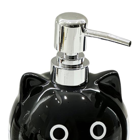 480Ml Ceramic Soap Dispenser Black Cat Design Lead-Free Soap Holder