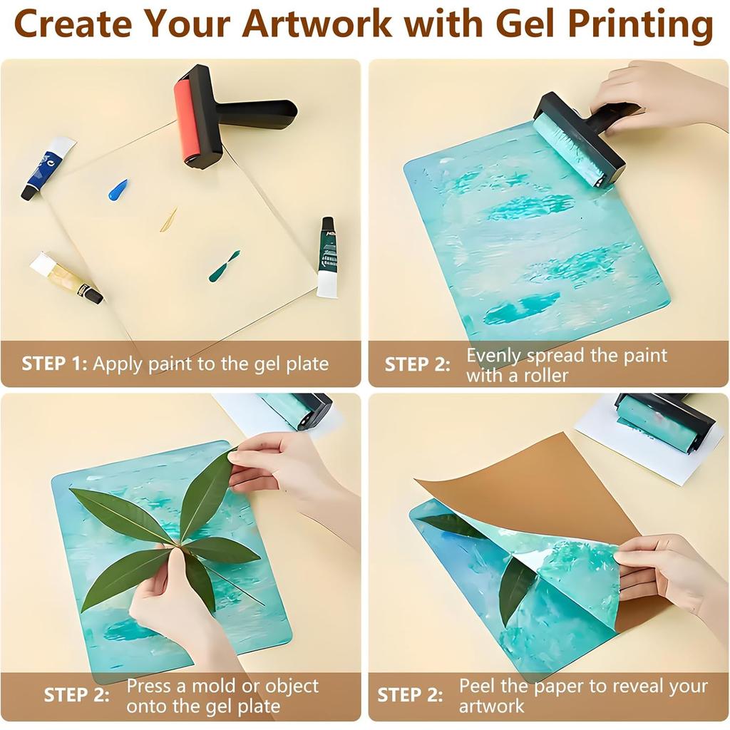 Gel Arts Gel Printing Plate for Printmaking Reusable Monoprinting Clear Plate for Art and Craft Assortment Scrapbooking