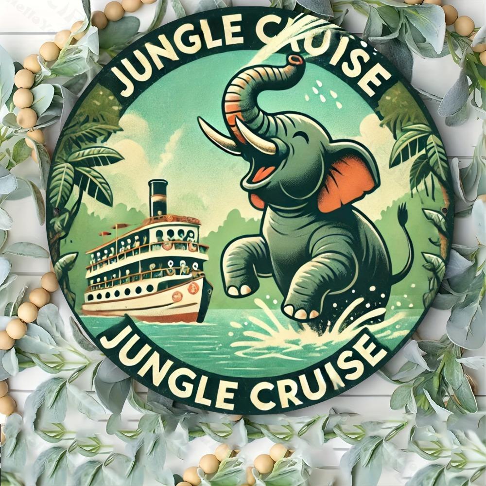 1pc Jungle Cruise Vintage Round Metal Sign 8x8 Inch Aluminum Wall Art for Home Office Decor Ideal Gift for Bar Cafe Outdoor
