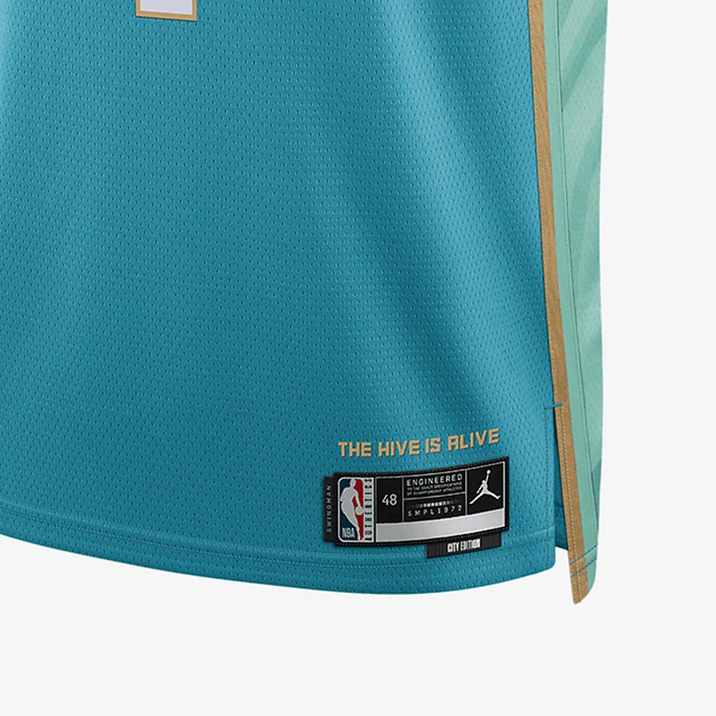 Jordan Пуловер с буквенно-цифровым принтом, баскетбольная майка Hornets Ball No. 1 мужские топы синего зеленого цвета DX8753-415